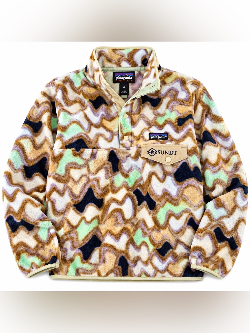 Patagonia Synchilla Snap-T Small Currents Natural XL Fleece